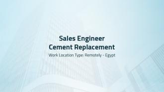 Sales Engineer Cement Replacement